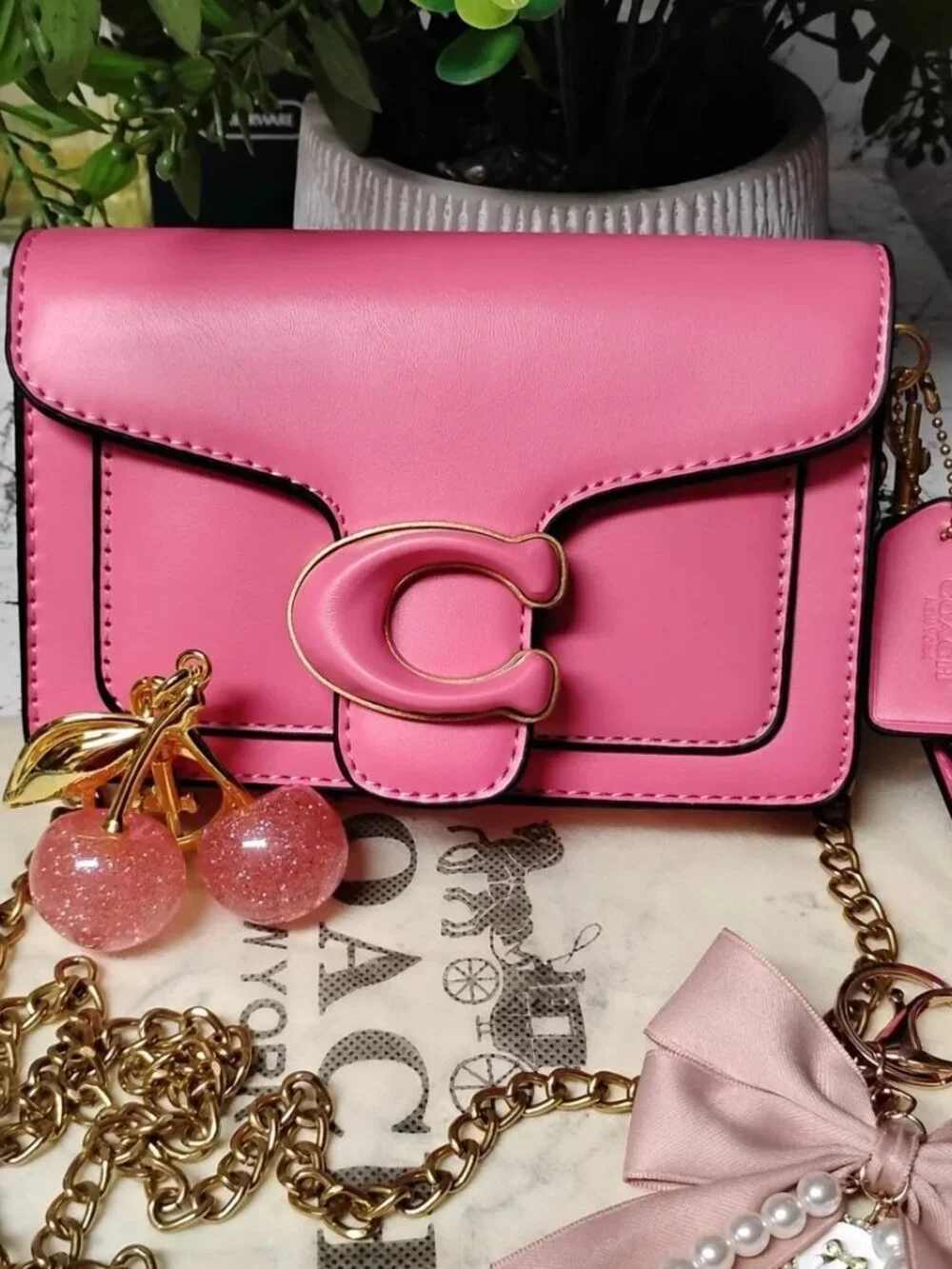 New Coach Tabby Pink Leather Shoulder Bag Purse